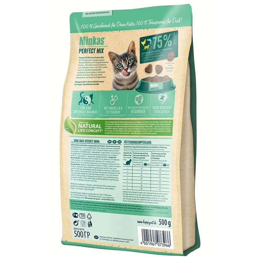 Minkas Perfect Mix Kümes Hayvanlı, Balıklı ve Kuzulu Kedi Maması