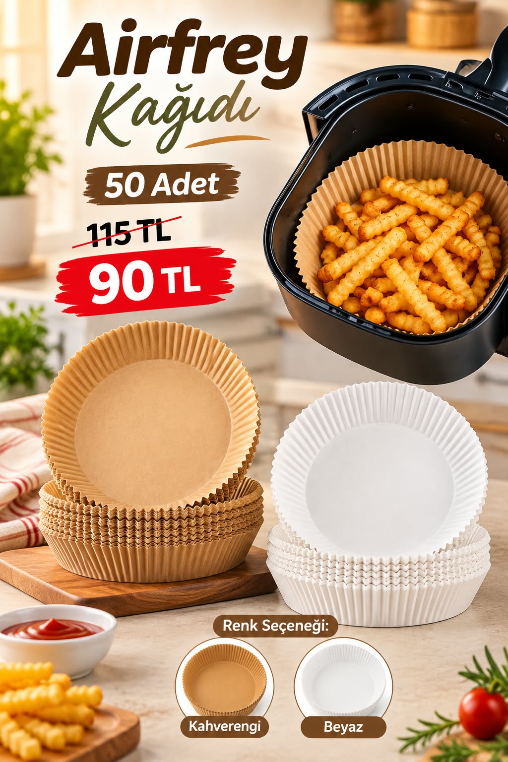 Air Fryer Parchment Paper, 50 Pieces