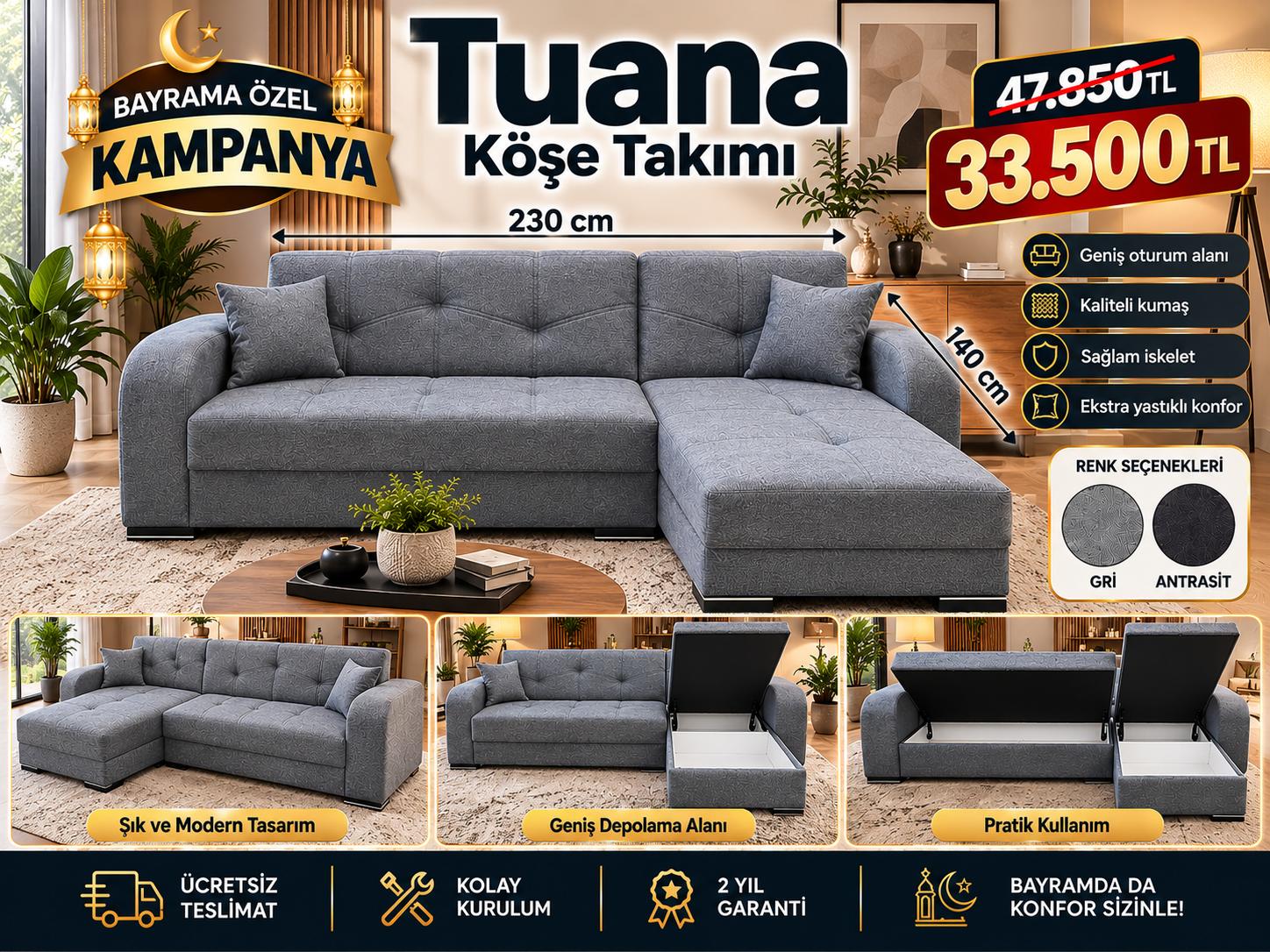 Tuana Corner Sofa 230x140 cm
