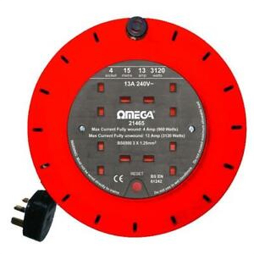 Omega 21465 13 A 15 m 4-Outlet Extension Lead
