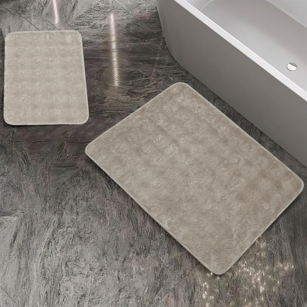 Schafer Home Pia 2-Piece Plush Bath Mat Set, Beige