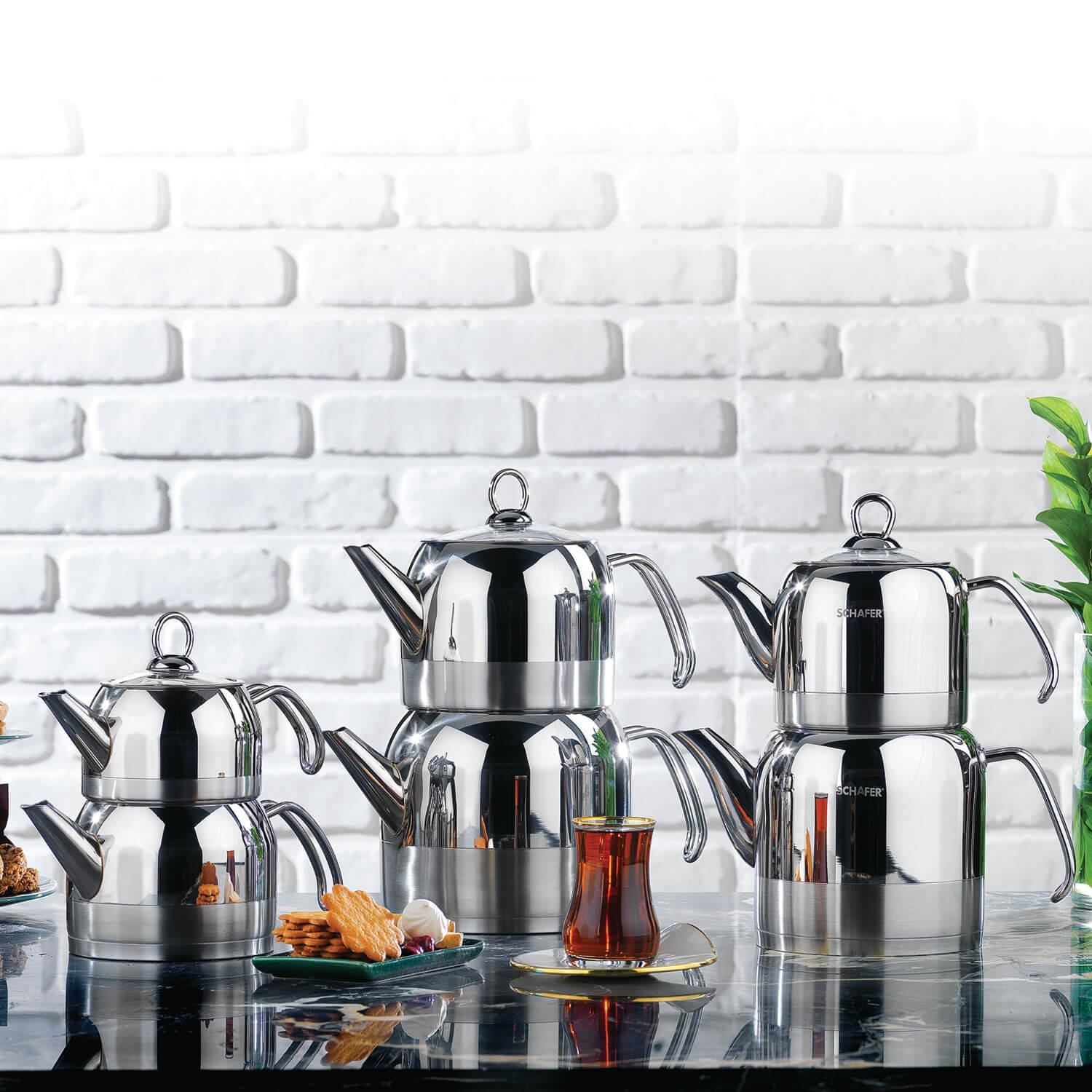 Schafer Ada Metal Large 4-Piece Steel Teapot Set