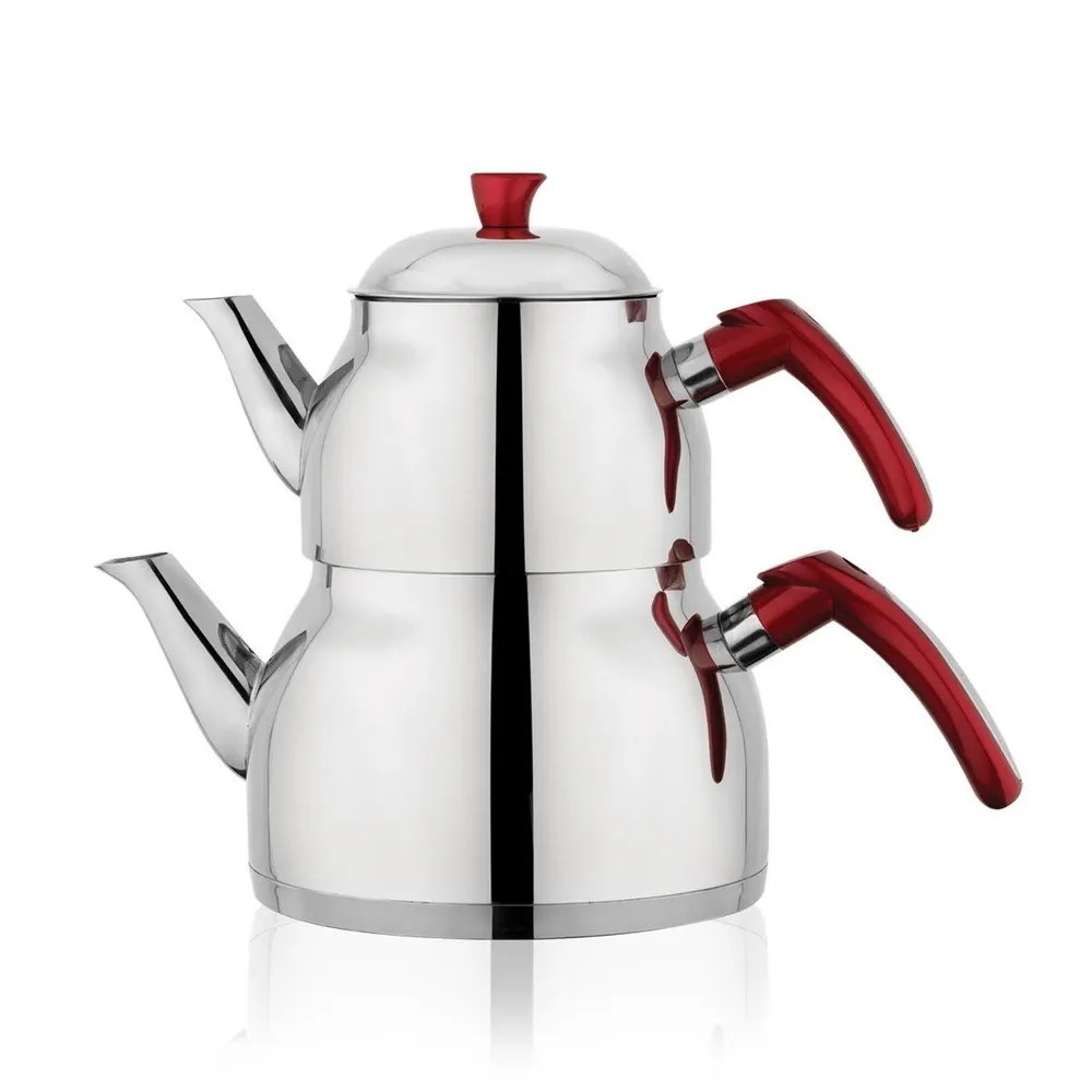 Schafer Carina Large 4-Piece Red Steel Teapot Set