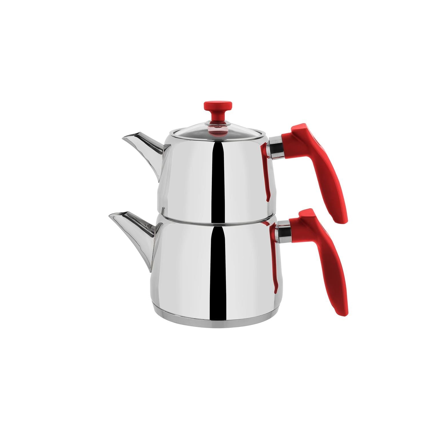 Schafer Rot Family-Size 3-Piece Red Steel Teapot Set