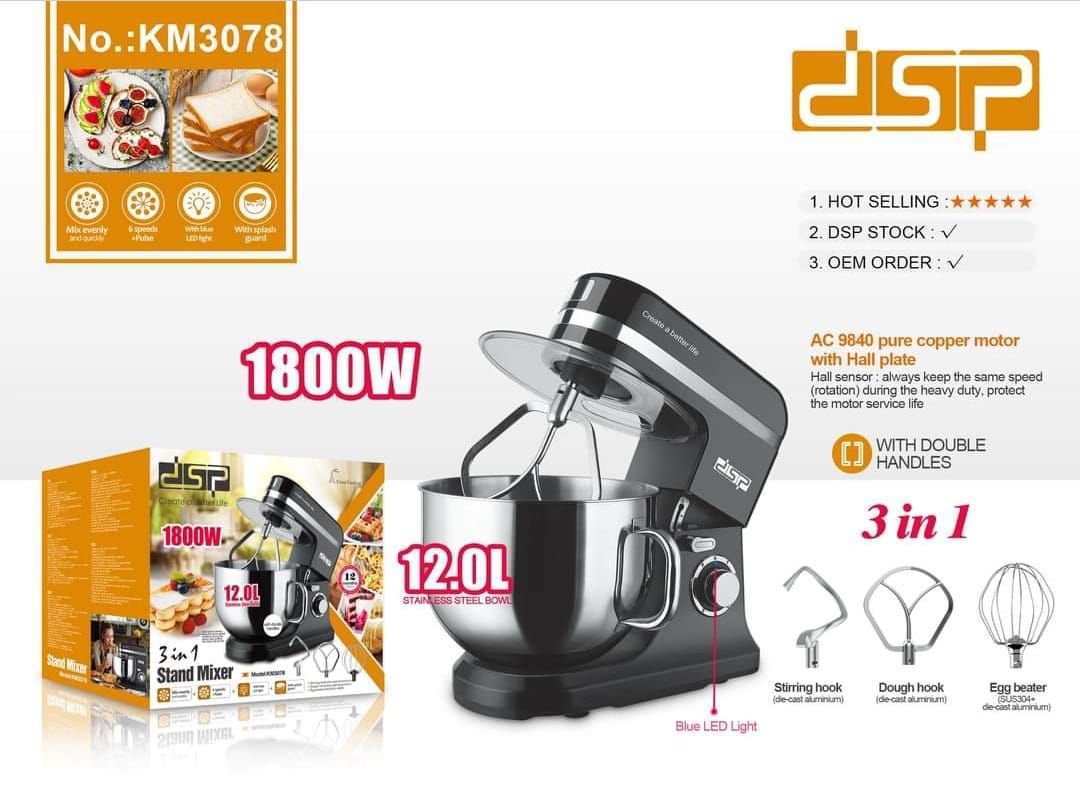 DSP Professional DSP-KM3078 Stand Mixer 12 L 1800 W