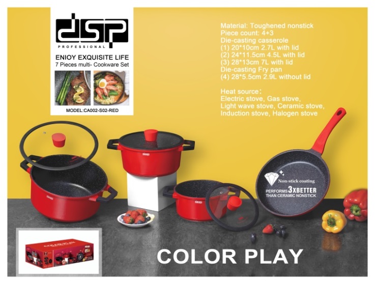 DSP Professional DSP-CA002-SO2R Cast Granite Cookware Set, 7-Piece