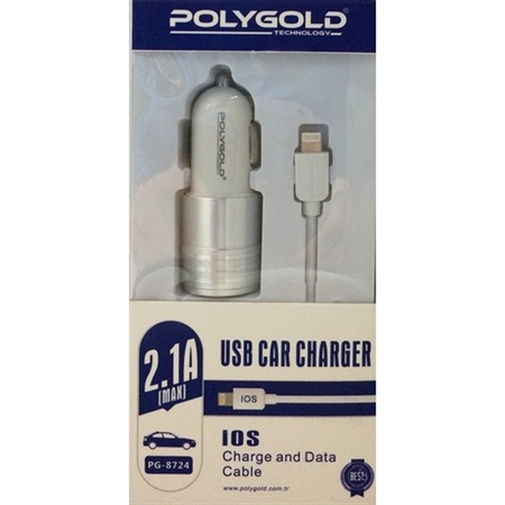 Polygold PG-8724 автомобильное зарядное устройство с кабелем Apple