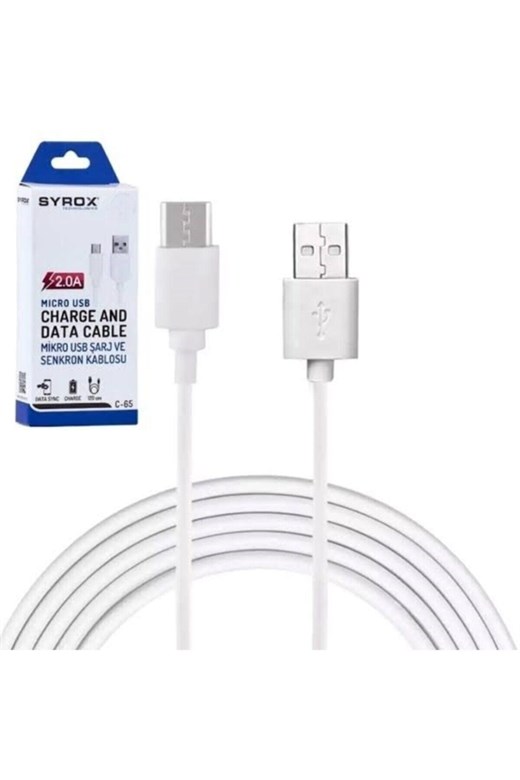 Syrox C65 Micro Usb 2.0a Hızlı Şarj Ve Data Kablosu