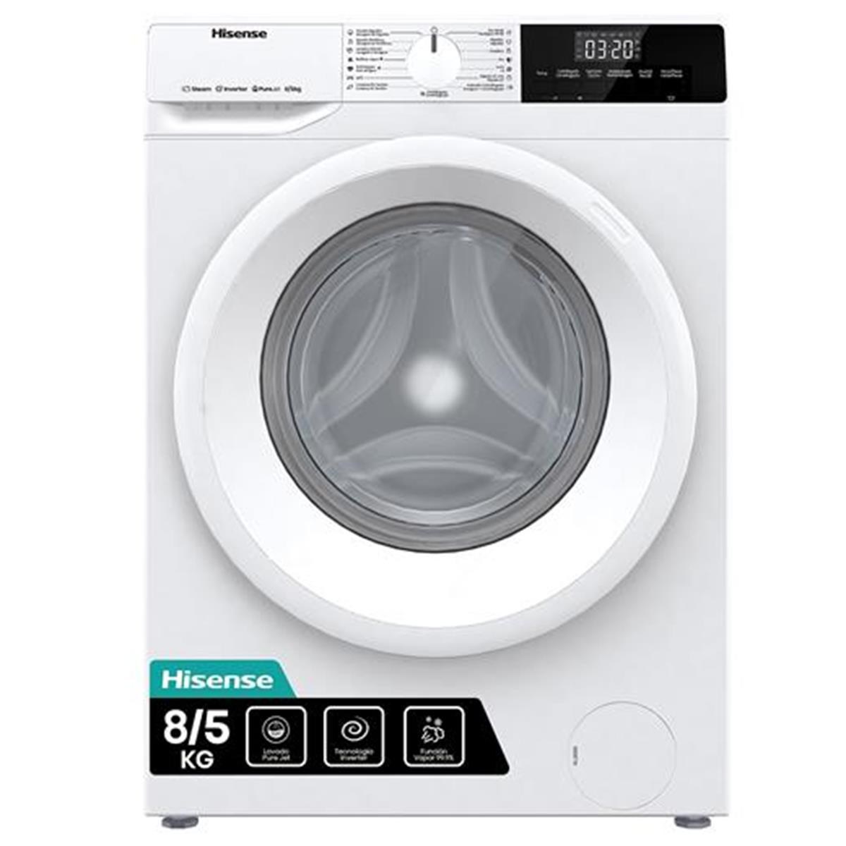 Hisense WDQE8014EVJM washer dryer, 8 kg wash, 5 kg dry, 1400 rpm, white