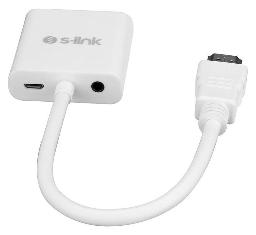 S-Link SL-HVS13 переходник HDMI на VGA + аудио, Micro USB, белый
