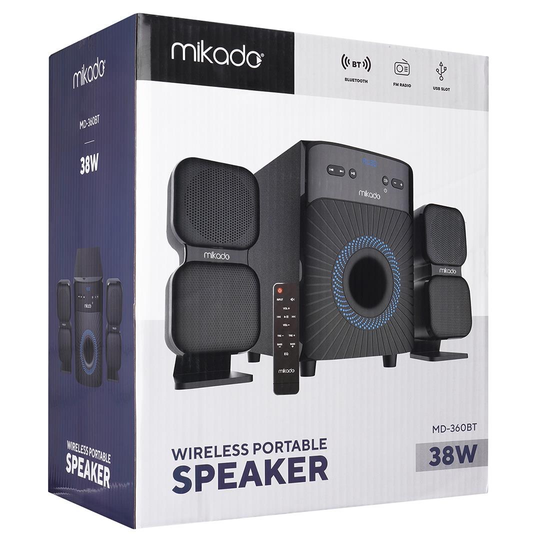 Mikado MD-360BT 2.1 38 Вт мультимедийная акустическая система с Bluetooth/AUX/USB/FM и LED-дисплеем