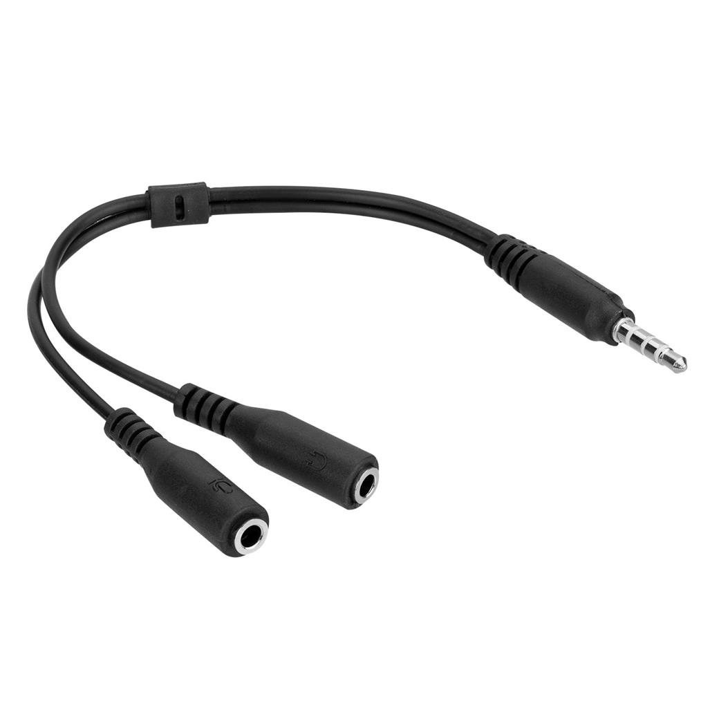 Hytech HY-X77 Black 3.5 mm Headphone Audio and Mic Adapter, 0.15 m