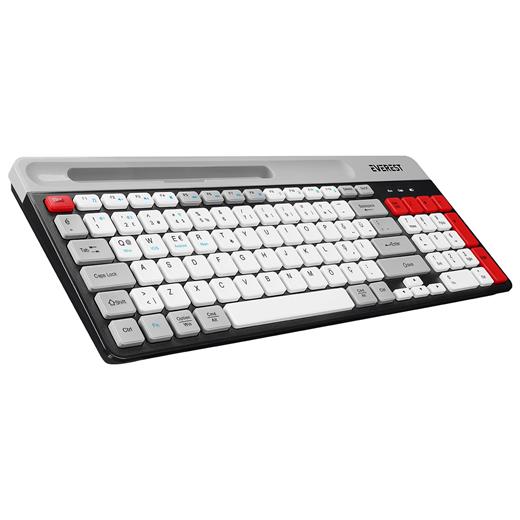 Everest KB-88 RUBY Siyah/Gri 2.4G+BT1+BT2 Çoklu Cihaz Bağlantılı Q Kablosuz klavye