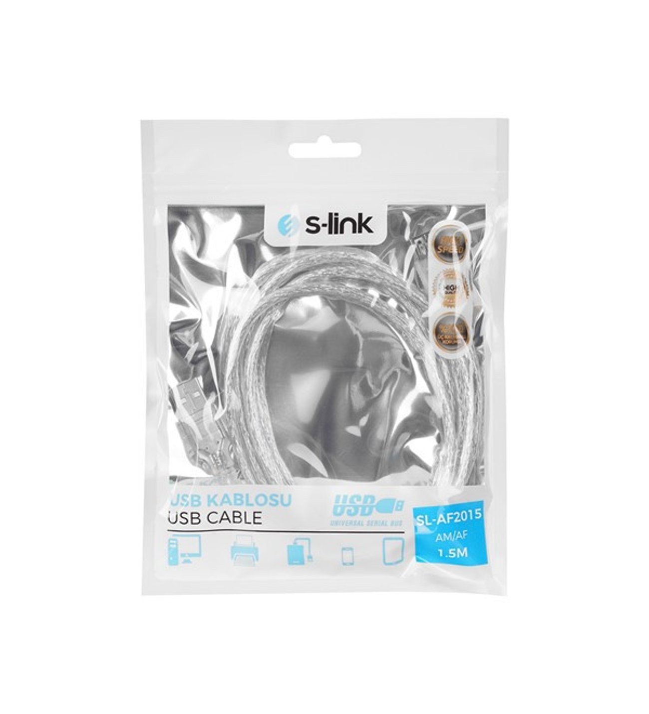 S-Link SL-AF2015 USB 2.0 1.5 m Clear Extension Cable