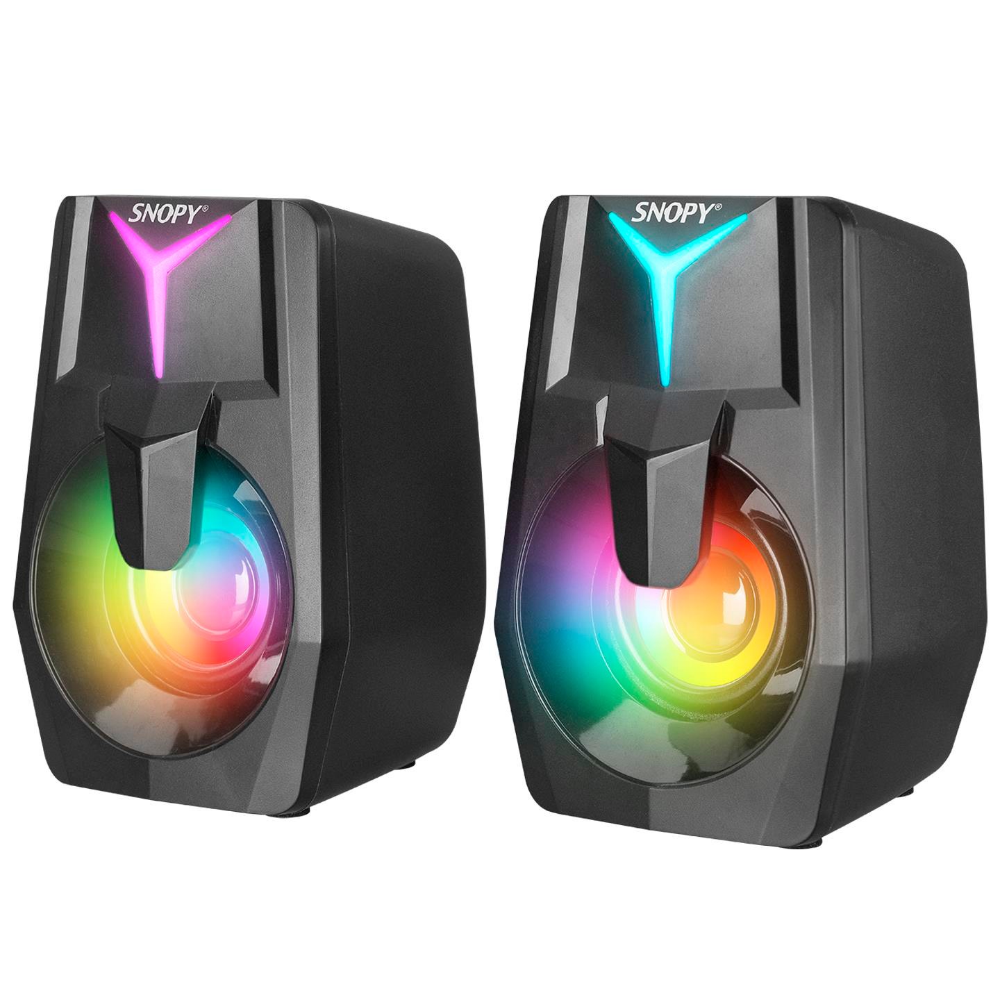 Snopy SN-X22 STYLE 2.0 LED Gaming Speakers, 3W x 2, Black