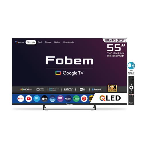 FOBEM MT55EG8000QF 55" UYDU ALICILI 4K ULTRA HD QLED GOOGLE TV