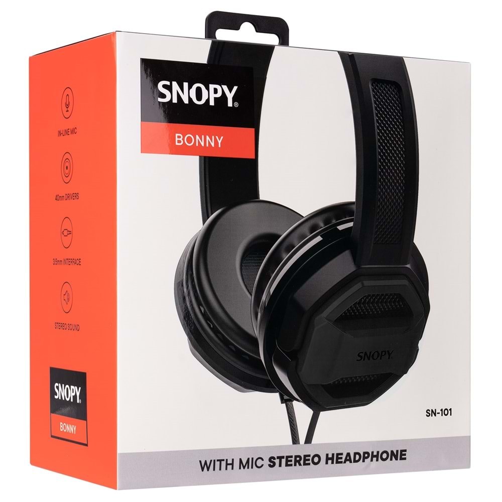 Snopy SN-101 BONNY, чёрные накладные наушники с микрофоном