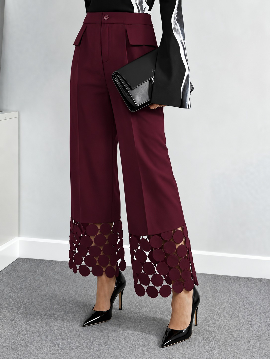 Girince 195034 Women's High-Waisted Crepe Trousers