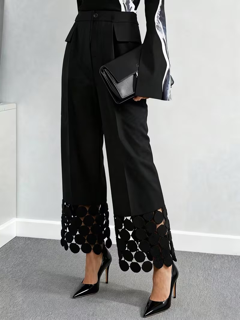 Girince 195033 Women's High-Waisted Crepe Trousers