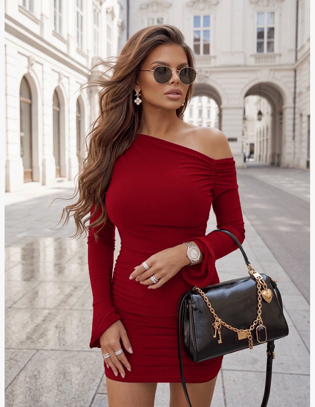 Girince 194907 Women's One-Shoulder Short Dress