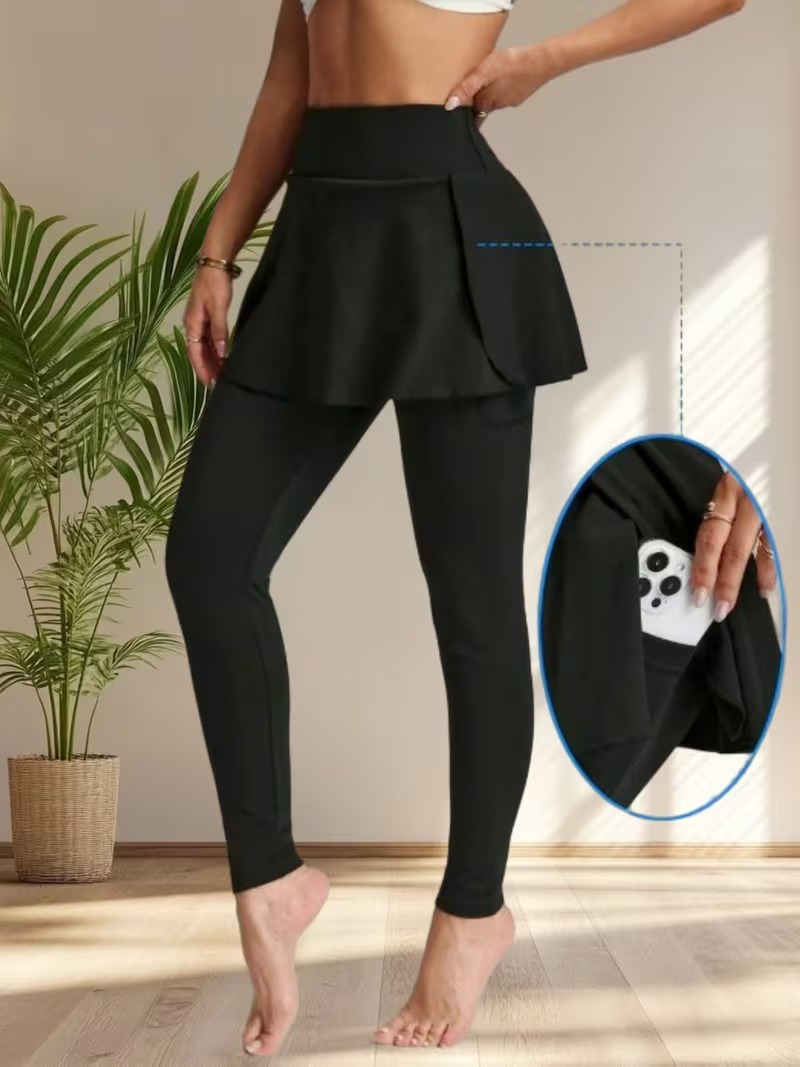 Girince 194897 Women's High-Waist Skirted Sports Leggings