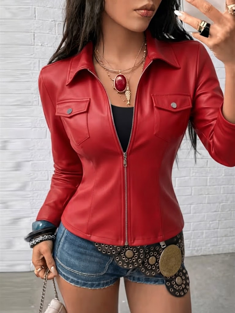 Girince 194888 Women's Cropped Leather Jacket