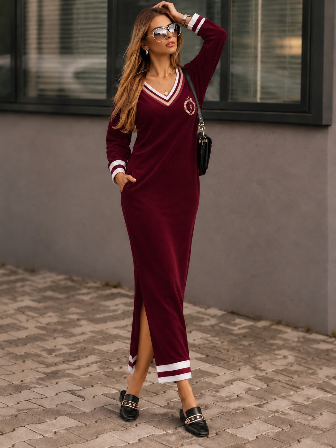 Girince 194872 Women's Long-Sleeve Velvet Dress