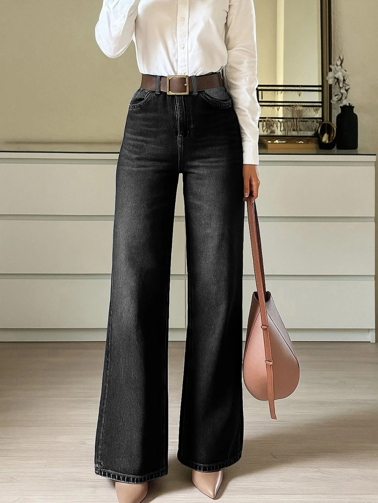 Girince 194846 Women's High-Waist Wide-Leg Jeans