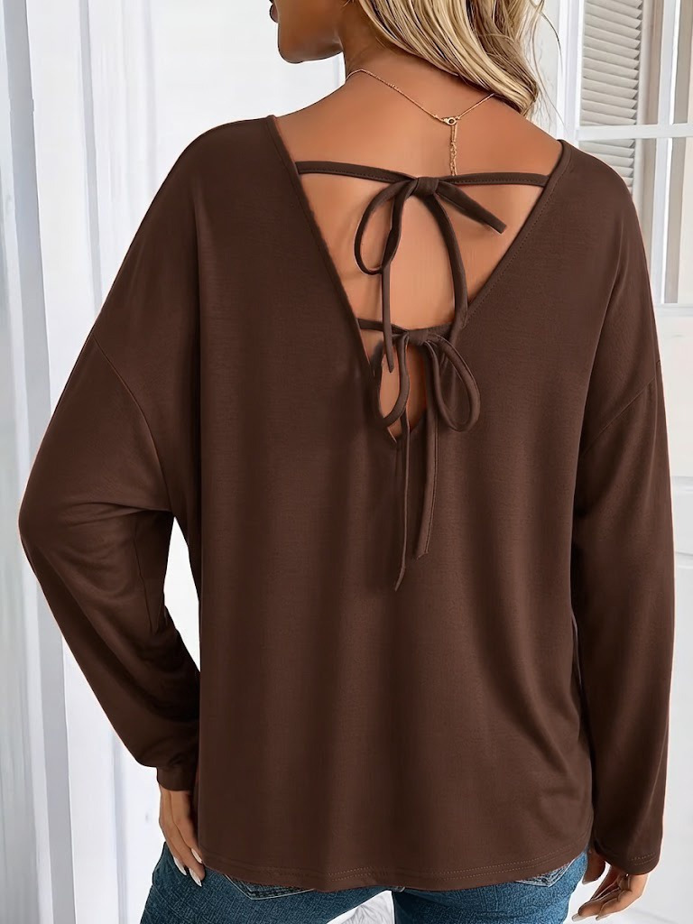 Girince 194816 Women's Long-Sleeve V-Neck Batwing Viscose Blouse