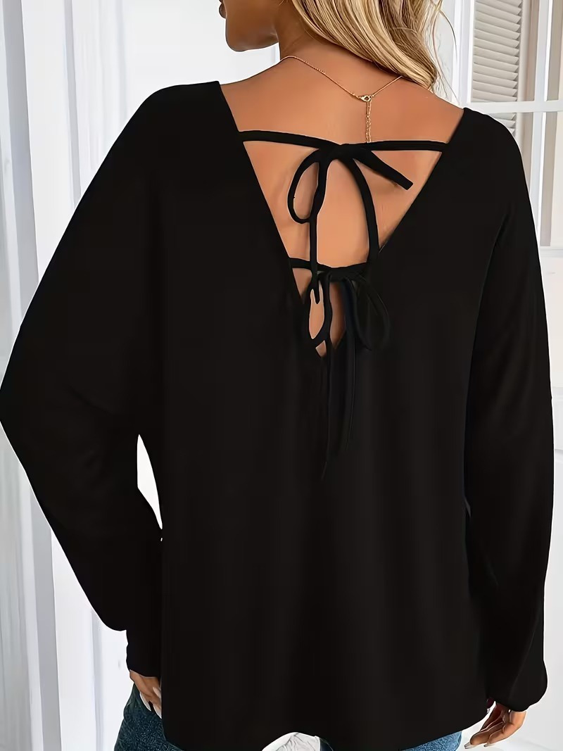 Girince 194815 Women's Long-Sleeve V-Neck Batwing Viscose Blouse