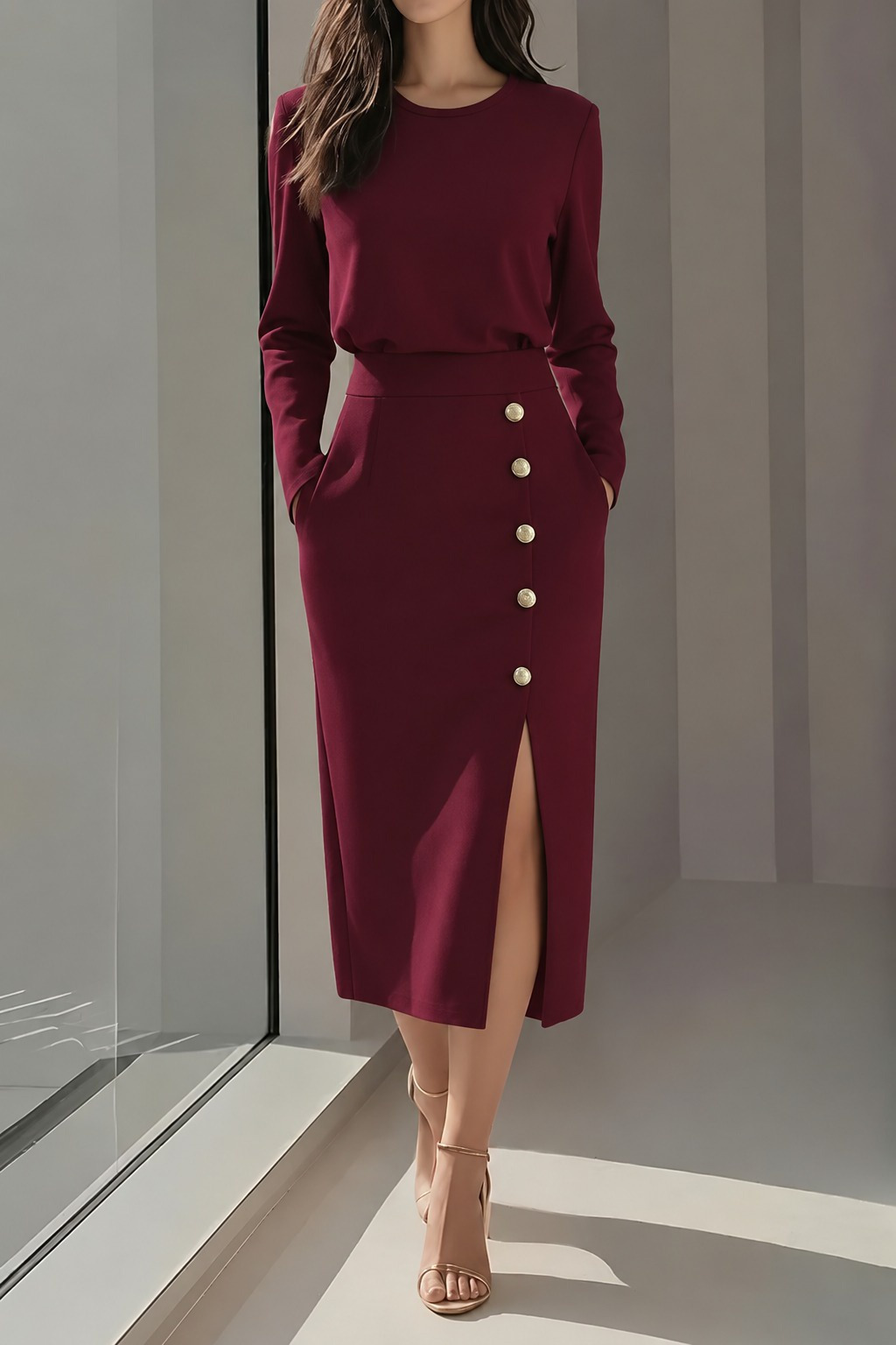 Girince 194794 Women's Long-Sleeve Midi Dress