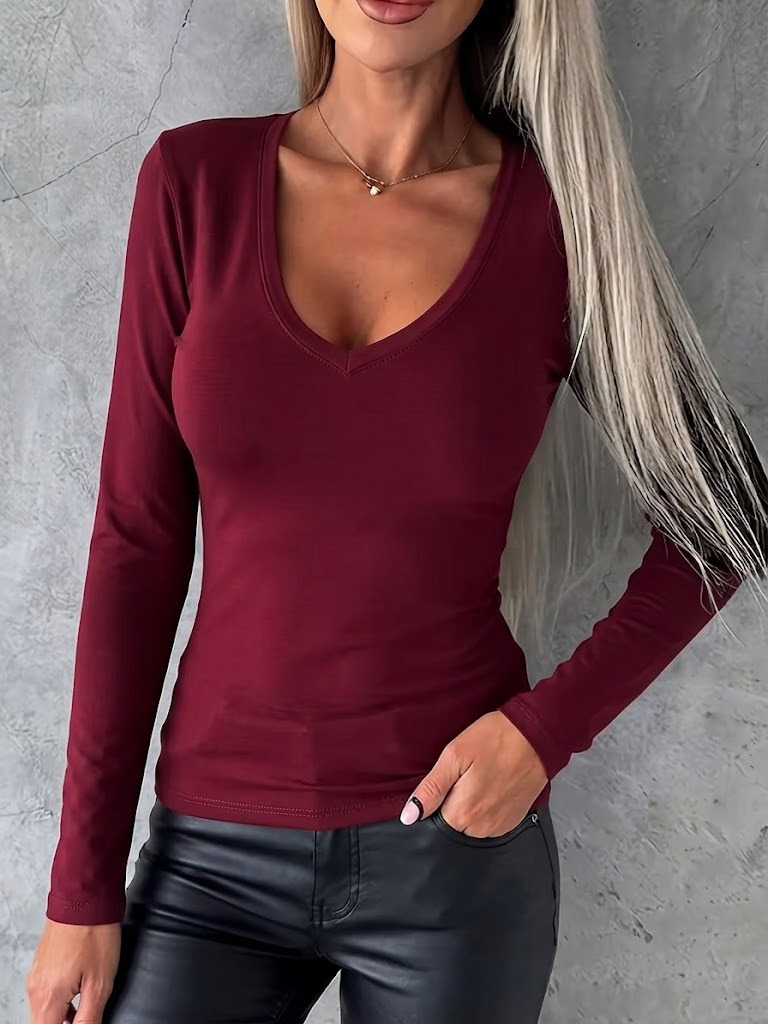 Girince 194766 Women's Long-Sleeve V-Neck Viscose Blouse