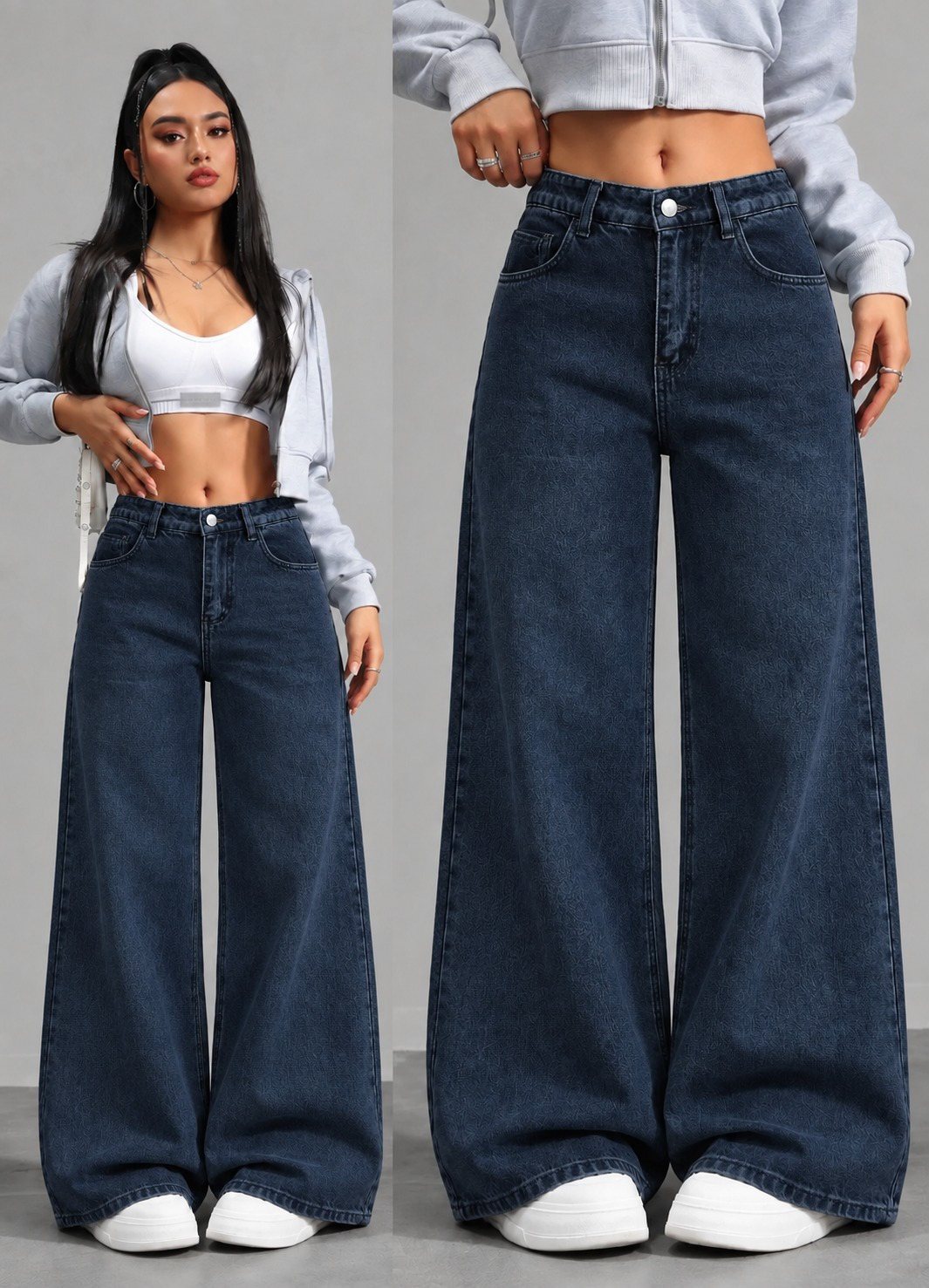 Girince 194313 Women's High-Waisted Wide-Leg Jeans