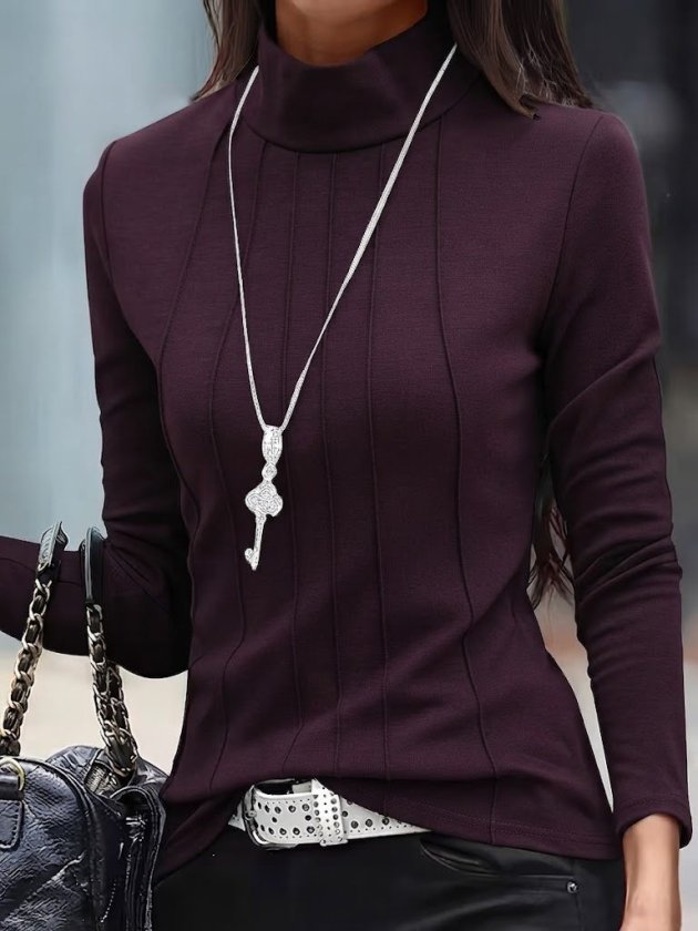 Girince 193878 Women's Ribbed Modal Turtleneck Blouse