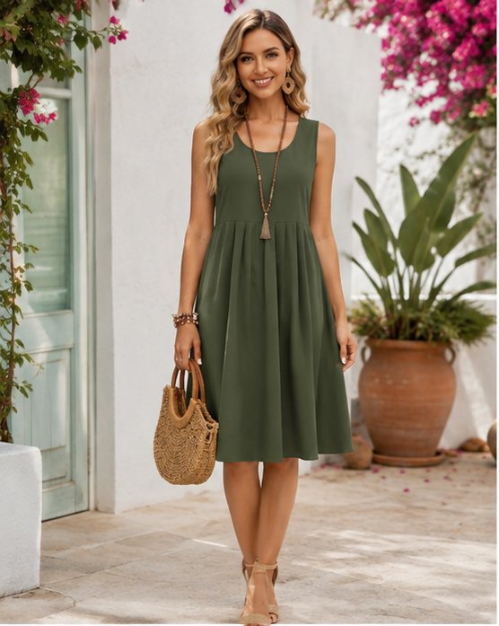 Girince 193221 Women's Sleeveless Pleated Aerobin Dress