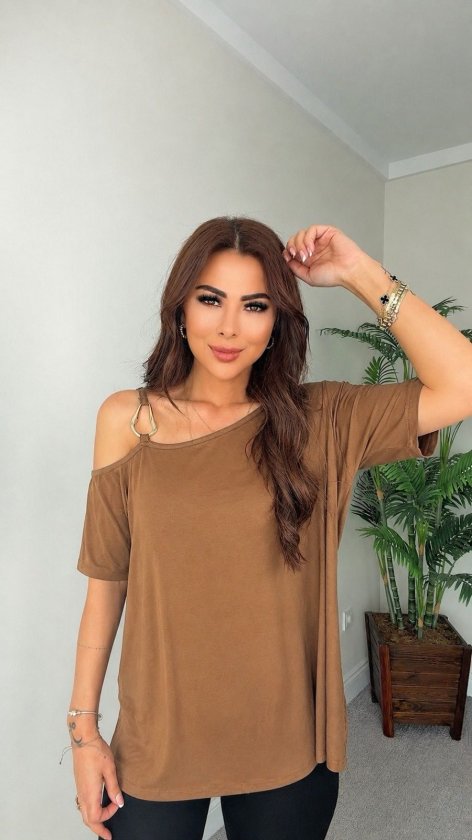 Girince 193091 Women's Short-Sleeve Viscose Blouse with Single Shoulder Strap
