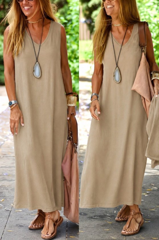 Girince 192922 Women's Long V-Neck Dress and Short-Sleeve Blouse Set