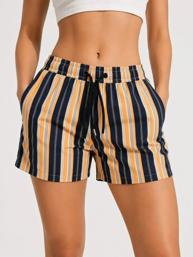 Girince 192903 Striped Swim Shorts - Navy and Orange