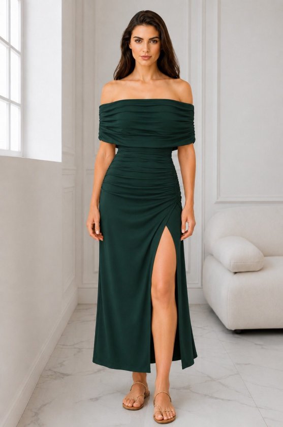 Girince 192897 Women's Madonna-Collar Midi Sandy Dress