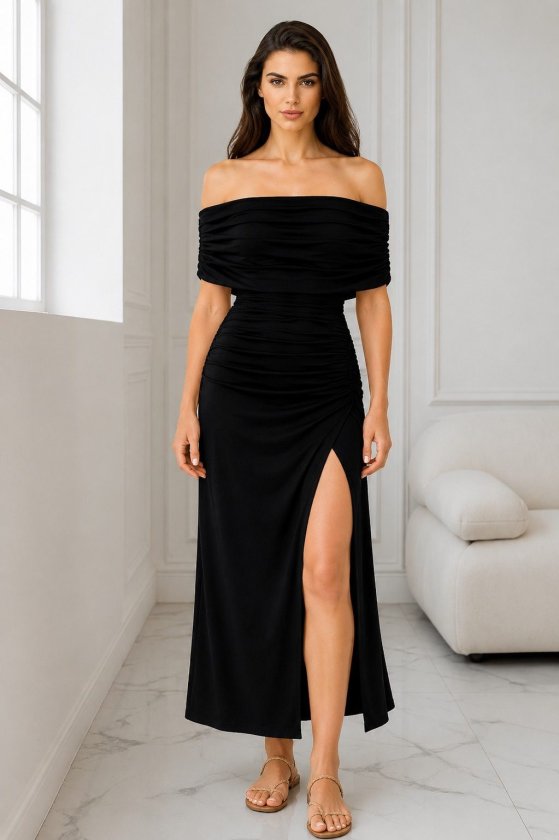 Girince 192895 Women's Madonna-Collar Midi Sandy Dress