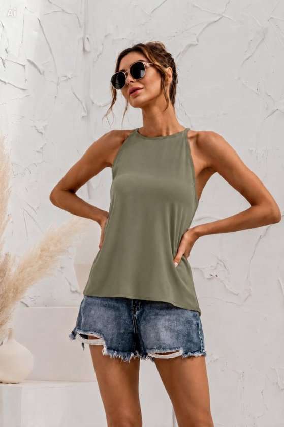 Girince 192464 Women's Sleeveless Back-Keyhole Tank Blouse