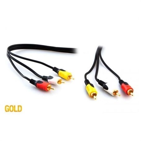 S-Link SL-RCA10 3RCA to 3RCA Black and Gold AV Cable