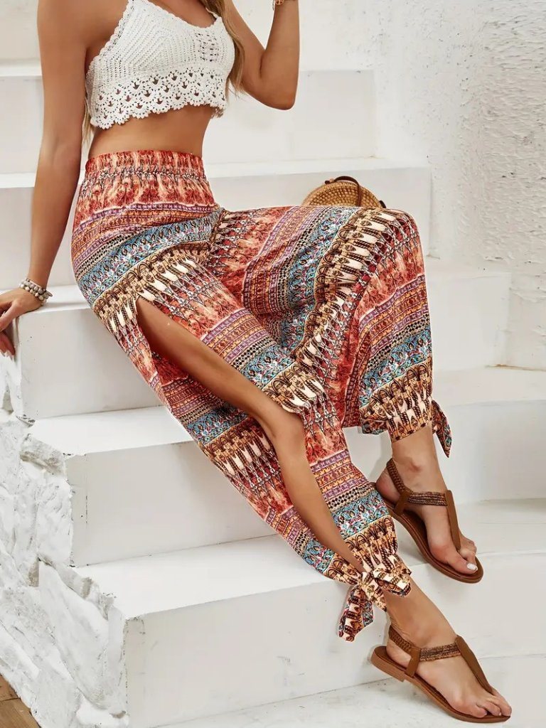 Girince 192255 Women's High-Waisted Patterned Trousers