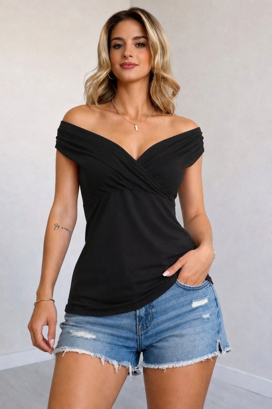 Girince 192170 Women's Off-Shoulder Ruched Blouse