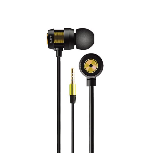 Snopy SN-J01 Wired In-Ear Earphones with Microphone, Black/Gold