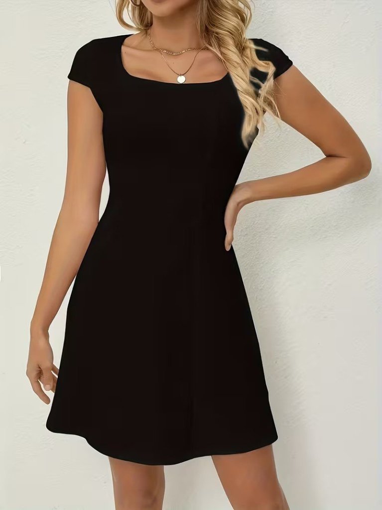 Girince 191769 Short-Sleeve Square-Neck Short Dress