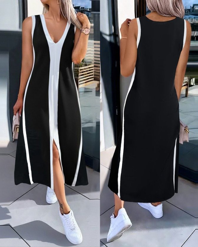 Girince 191722 Women's Long V-Neck Strap Dress