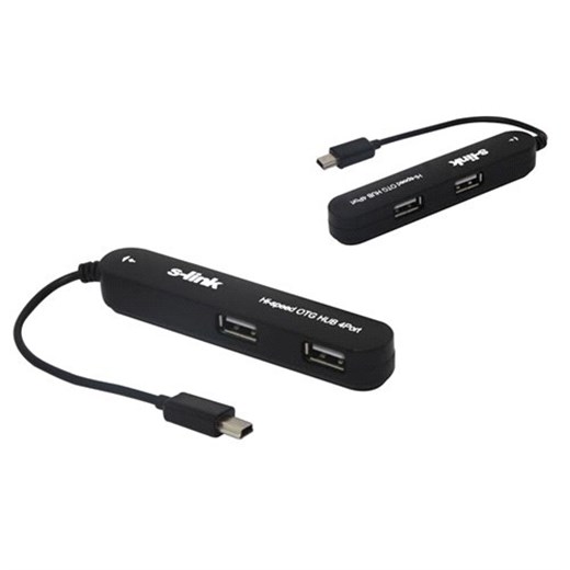 S-Link SL-U92 Mini USB 5-Pin Male to 4-Port OTG Hub