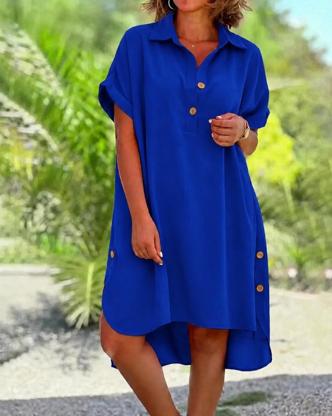 Girince 191322 Women's Short-Sleeve High-Low Midi Dress