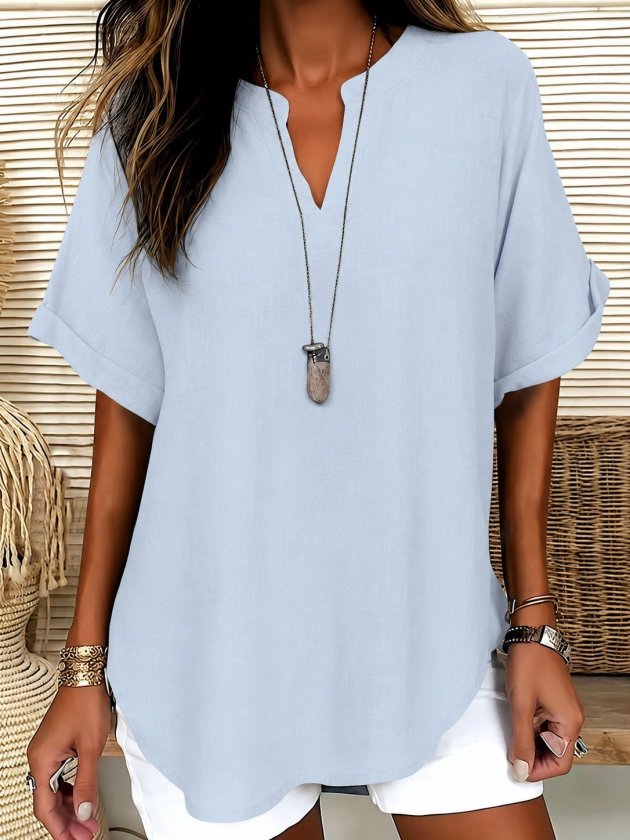 Girince 191305 Women's Short-Sleeve Long Blouse